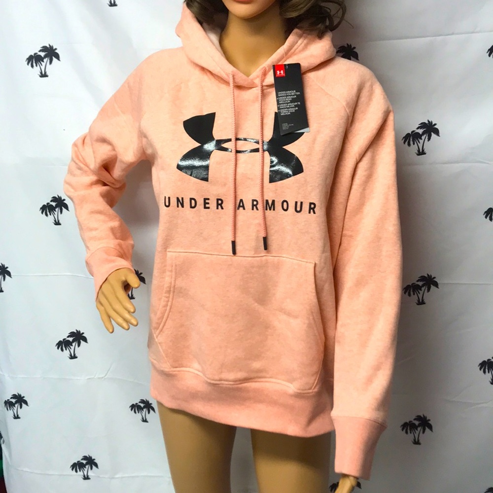 Brand New Under Armour Peach Hooded Sweatshirt - Picture 2 of 12